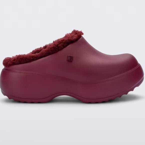NEW MELISSA Melissa Free Fluffy Platform Clog Heels Burgandy for women 825 3t7 - Picture 2 of 8